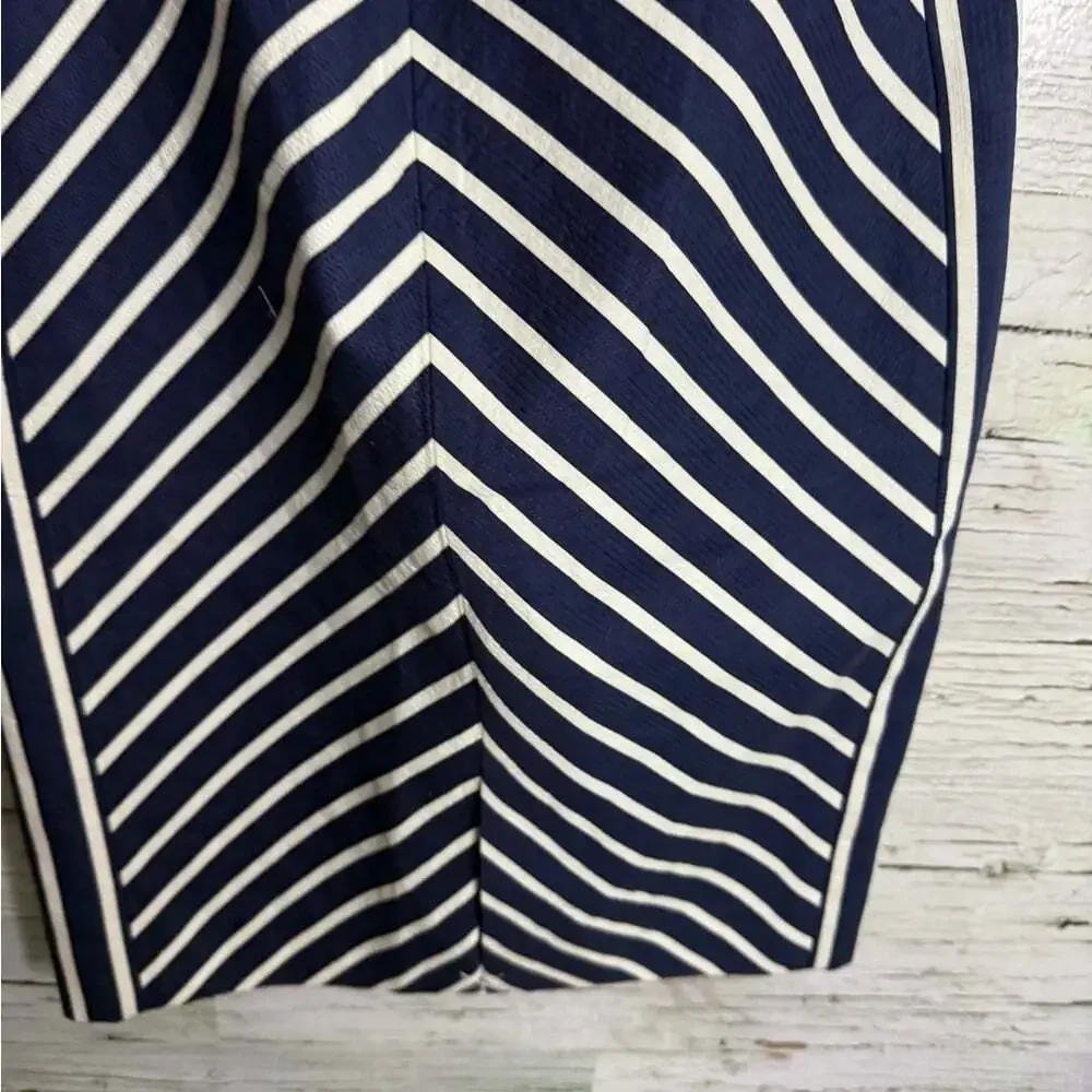 J. Crew Navy and Cream Striped Pencil Skirt size 2